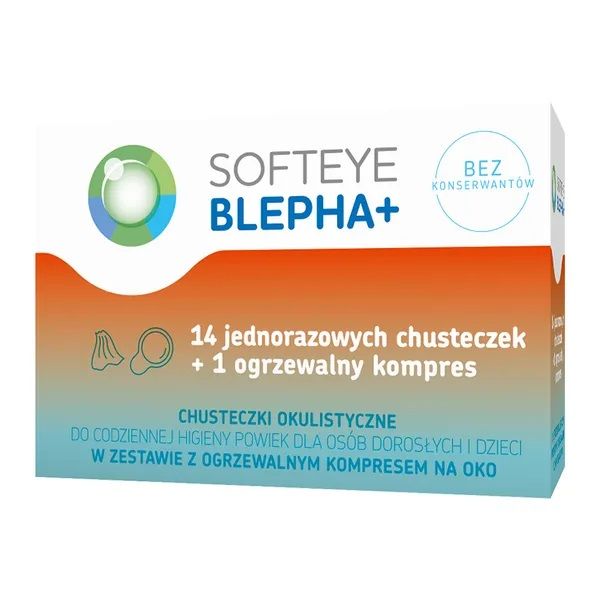 

Салфетки для гигиены глаз Softeye Blepha Plus Chusteczki Okulistyczne + Kompres, 14 шт