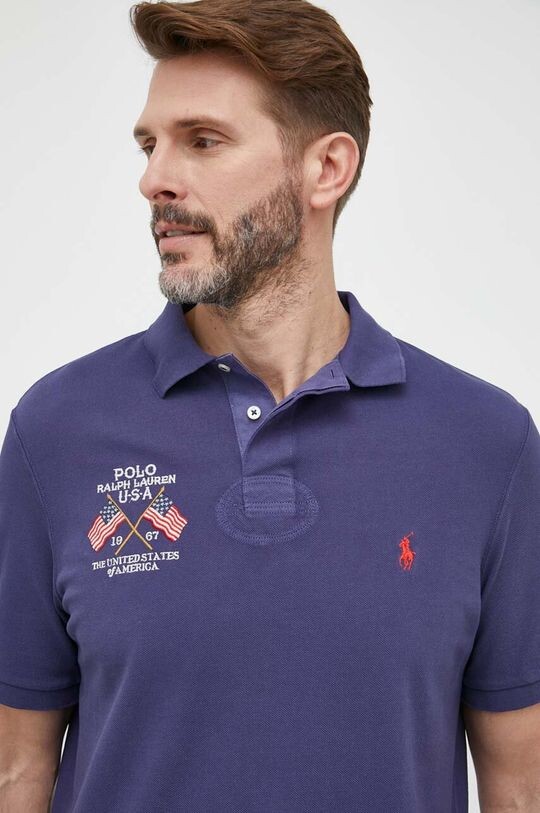 

Хлопковая рубашка-поло Polo Ralph Lauren, темно-синий