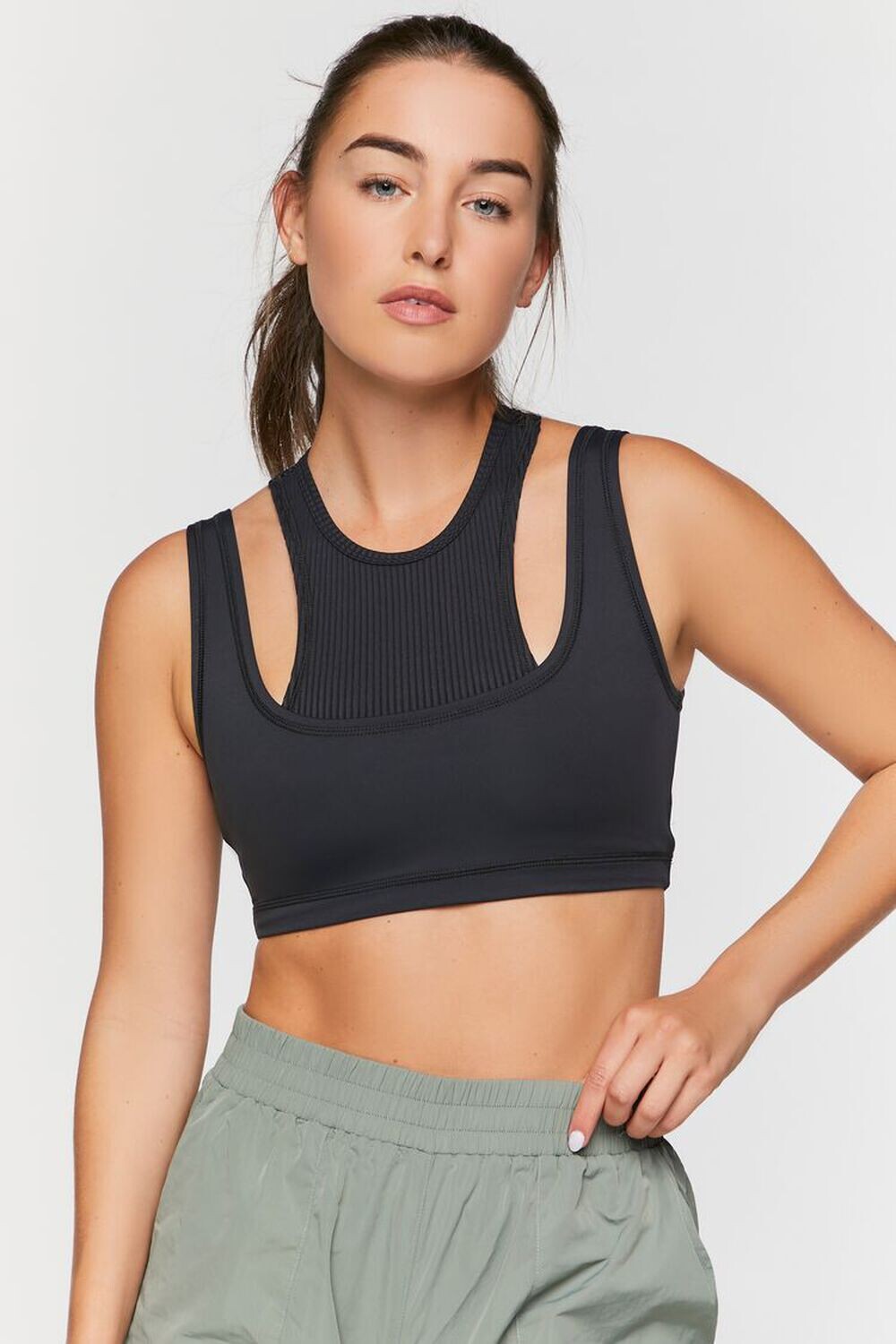 

Комбинированный спортивный бюстгальтер Forever 21, черный