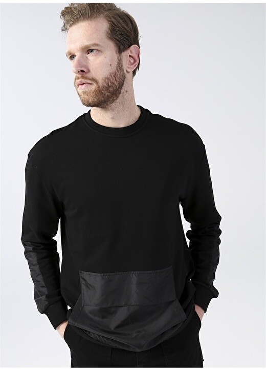 

Однотонный черный мужской свитшот с круглым вырезом Black On Black