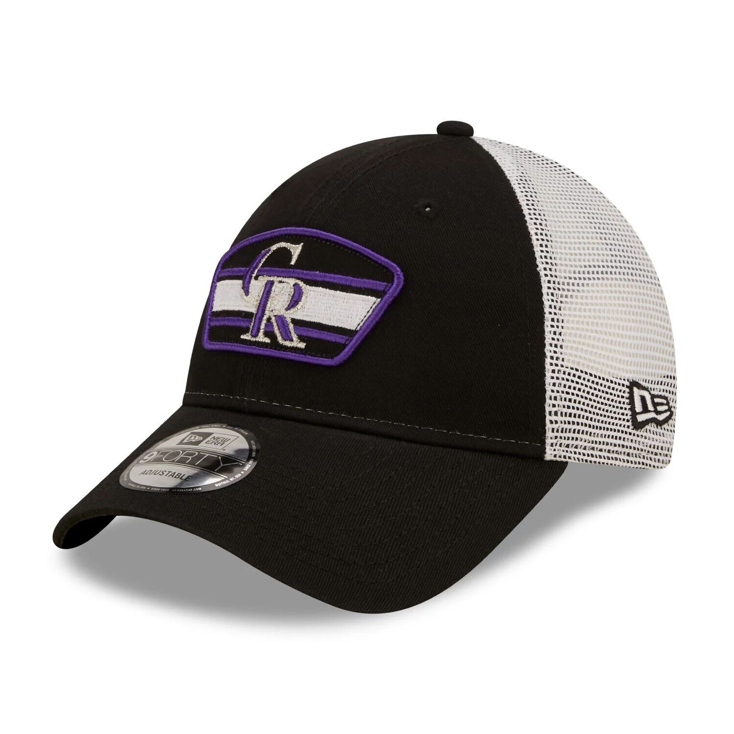 

Мужская кепка New Era черно-белая с логотипом Colorado Rockies 9FORTY Trucker Snapback