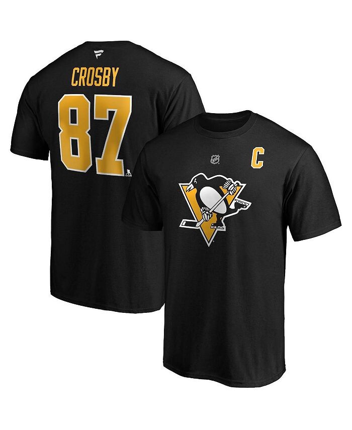 

Мужская черная футболка с нашивкой имени и номера капитана Sidney Crosby Pittsburgh Penguins Big and Tall Captain Fanatics, черный