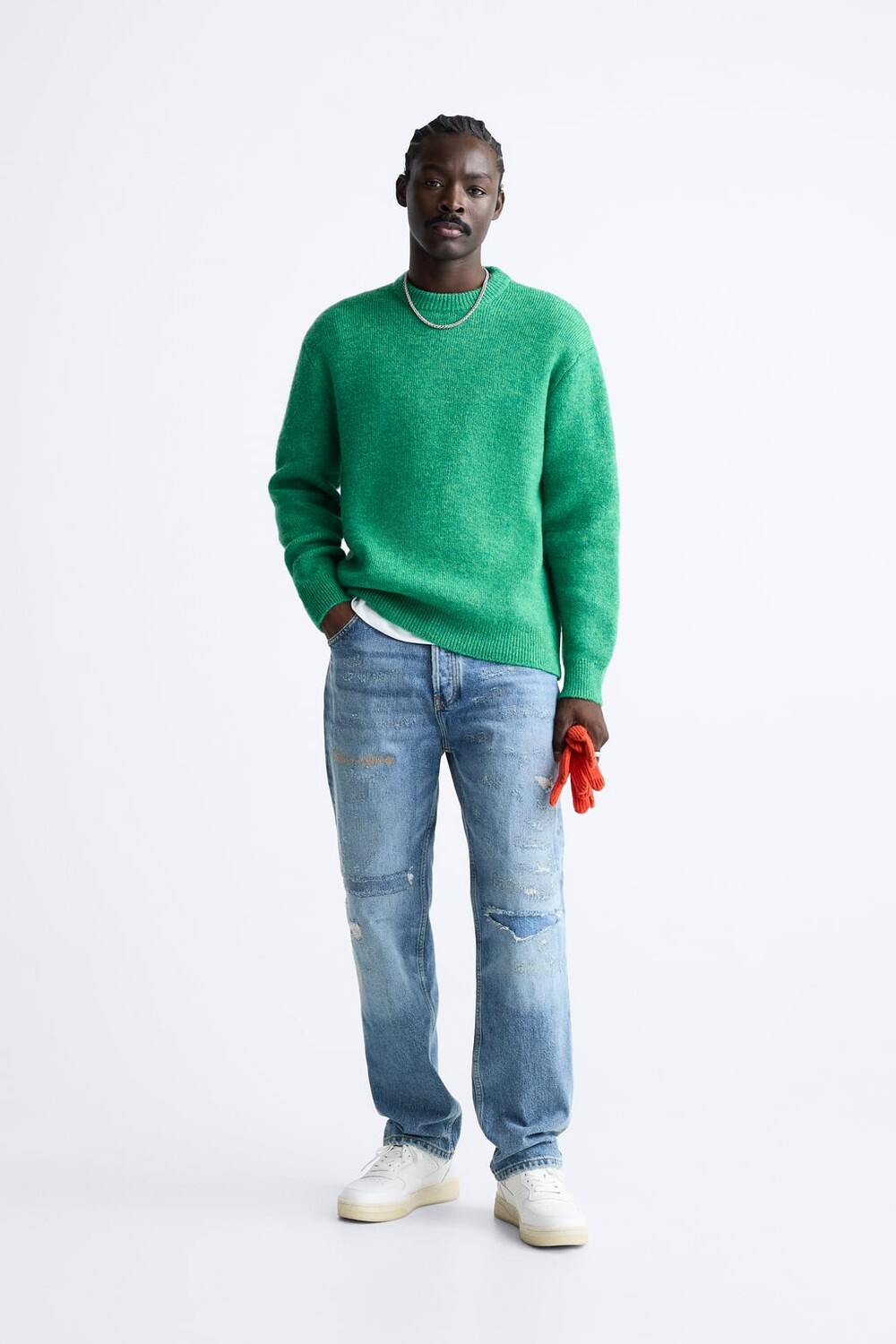 

Текстурированный свитер ZARA, зеленый