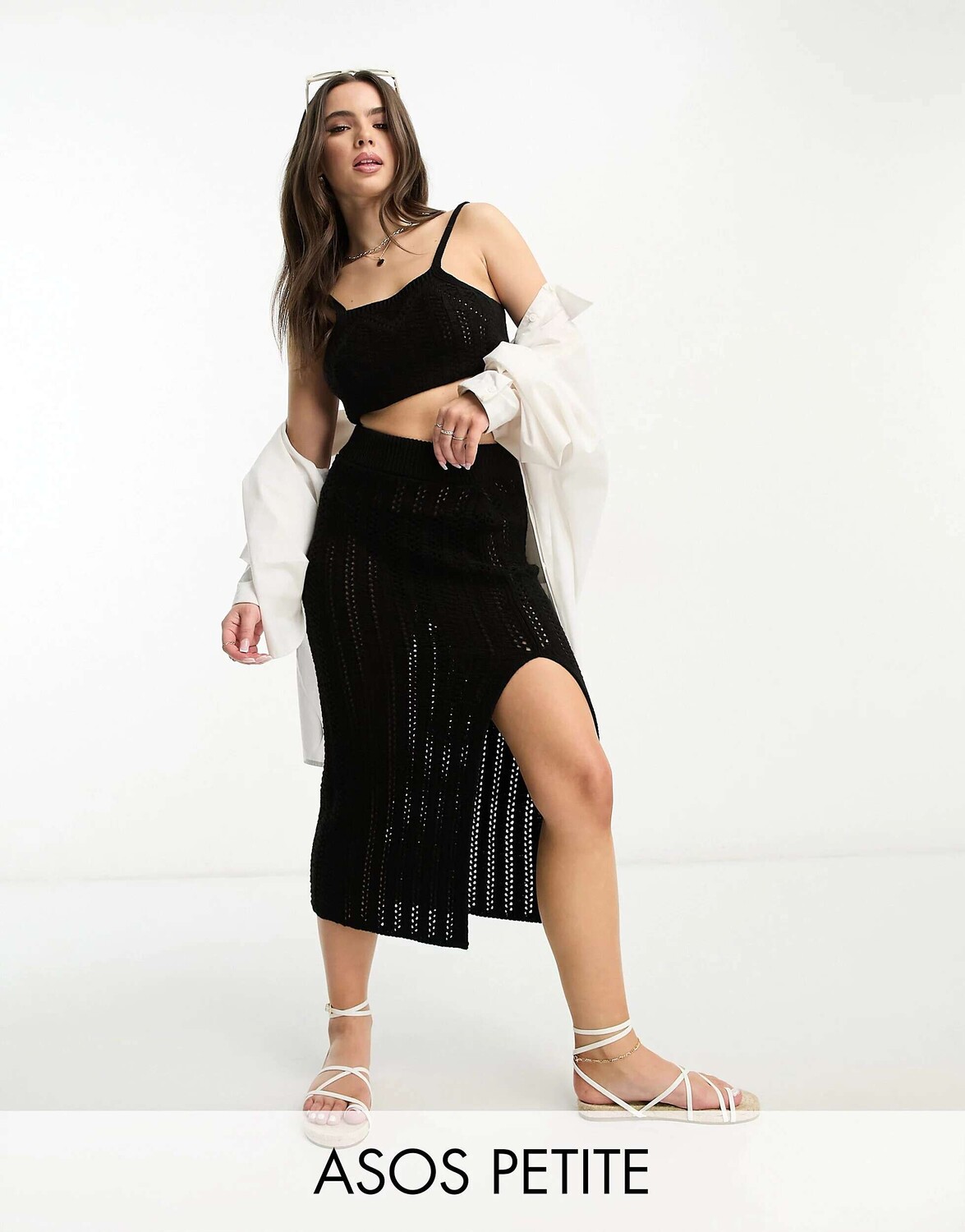 

Черная однотонная юбка макси крючком ASOS DESIGN Petite