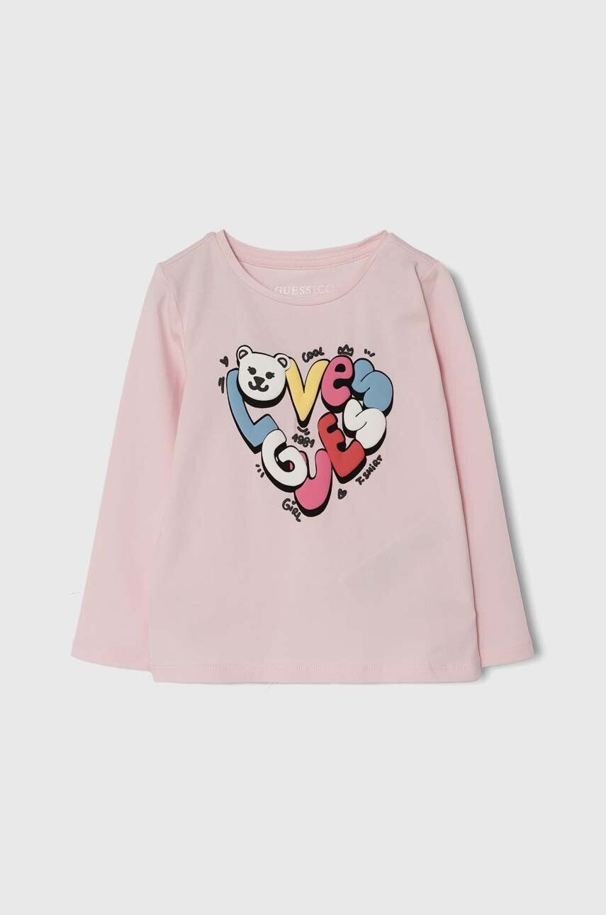 

Детская футболка с длинными рукавами Guess, розовый