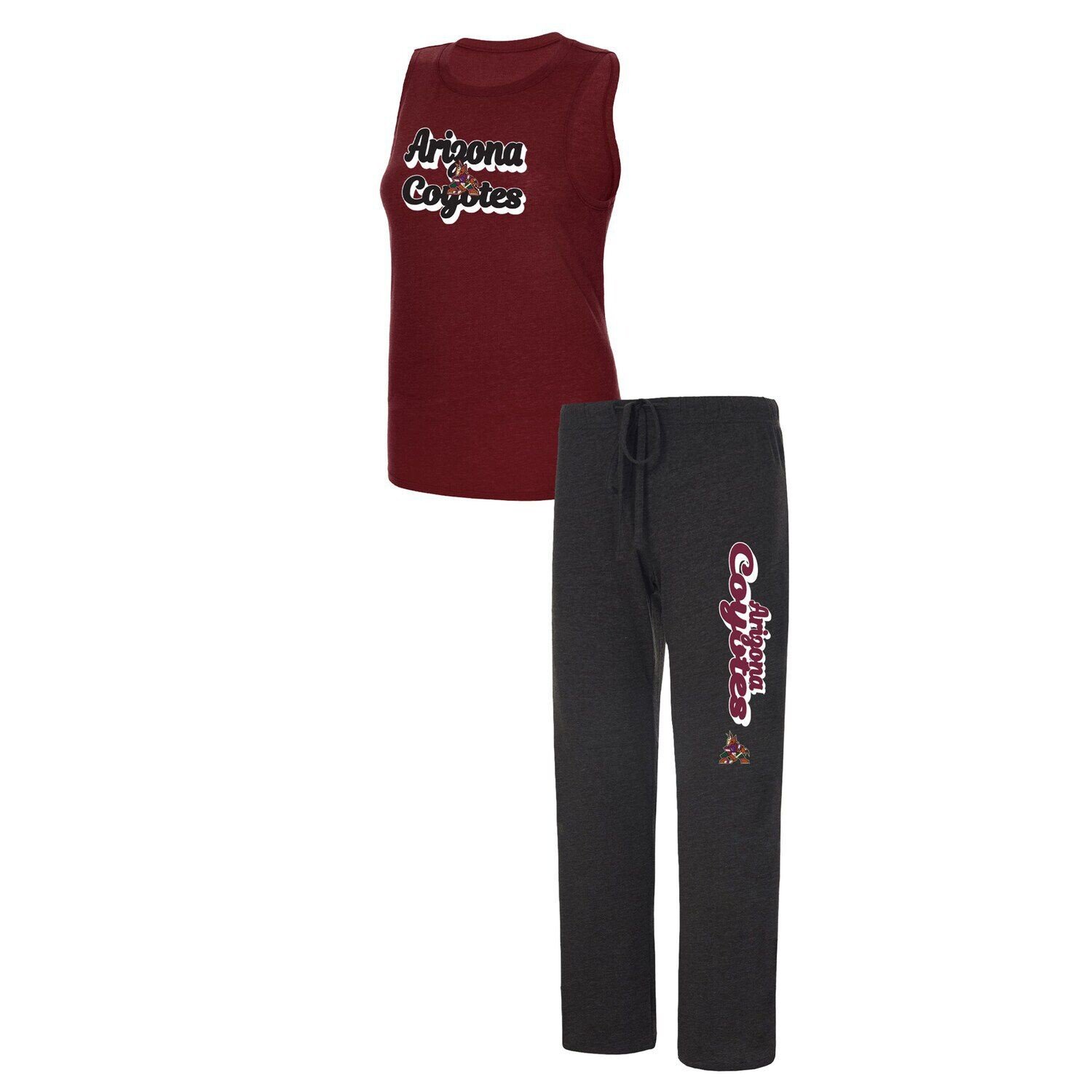 

Женский спортивный гранатовый/черный комплект Arizona Coyotes Meter Muscle Майка и брюки Concepts Sport Sleep Set