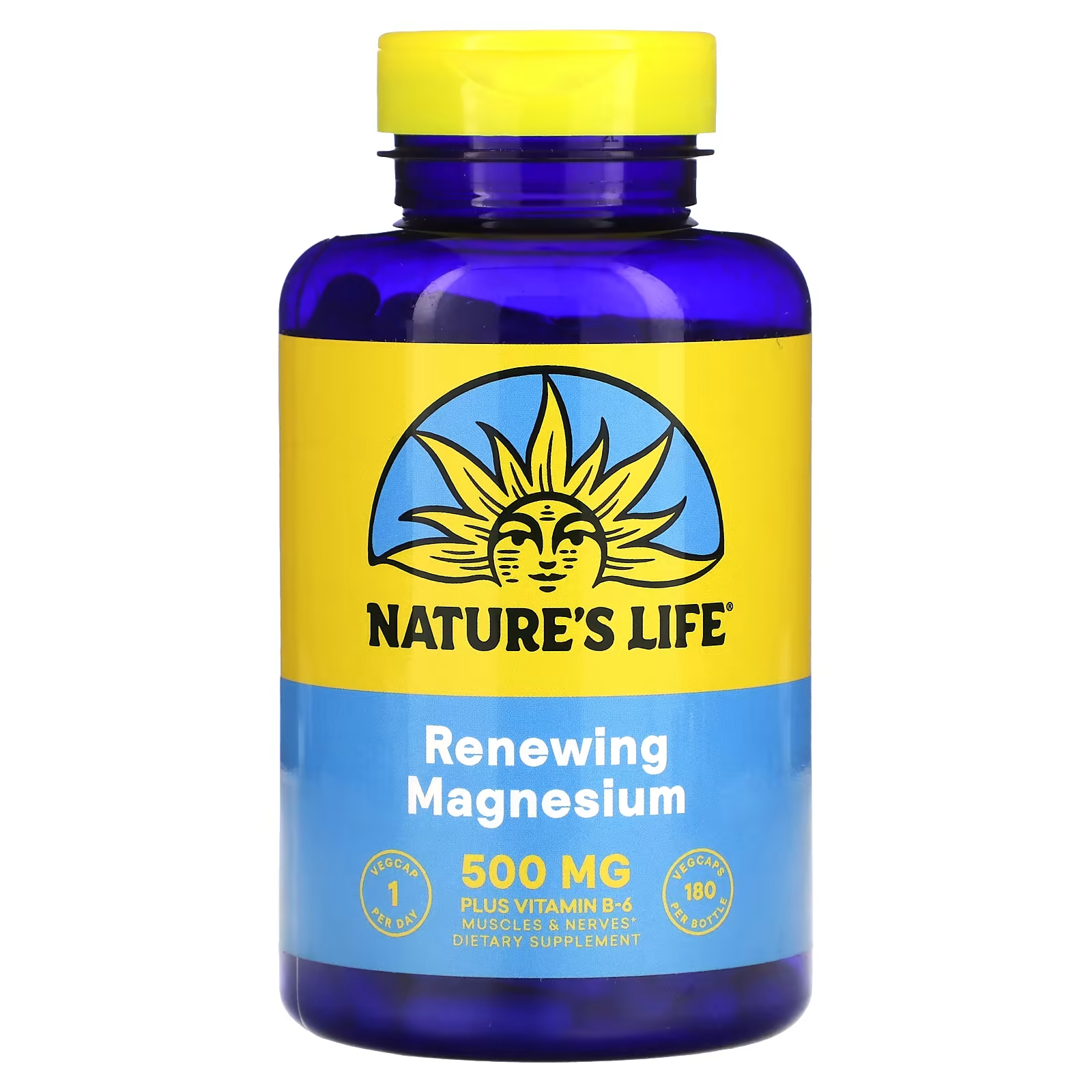 Обновляющий магний 500 мг 180 растительных капсул Nature's Life