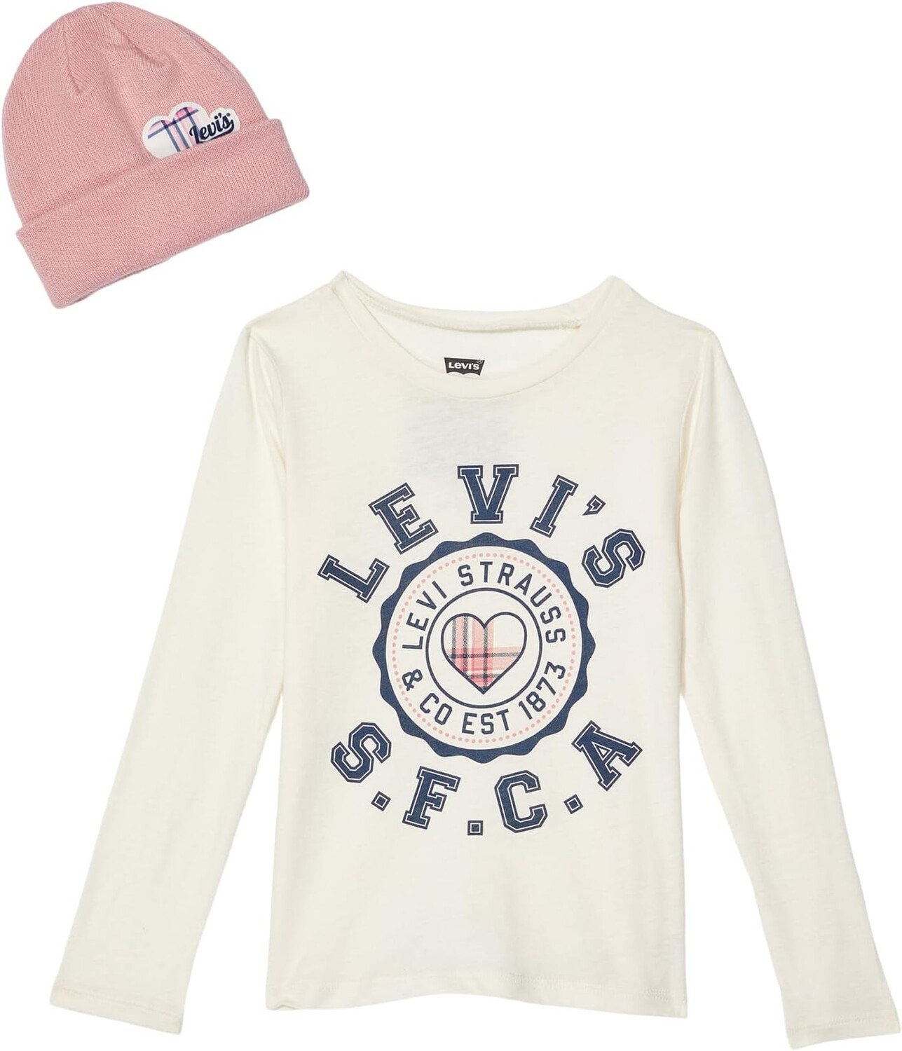 

Футболка Levi'S Long Sleeve Tee and Beanie with Pat, цвет Antique White