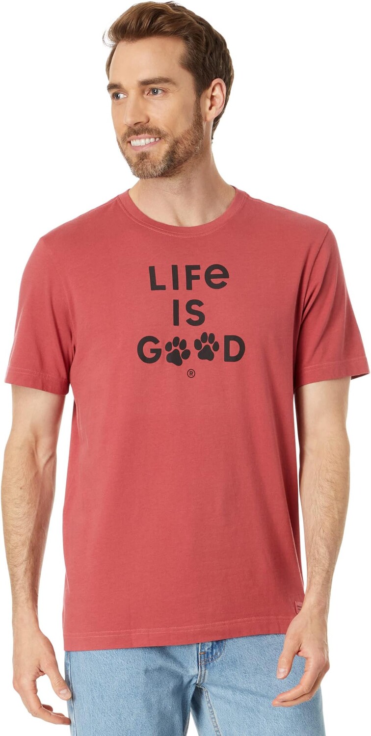 

Life Is Good Футболка Crusher с короткими рукавами и принтом лап, цвет Faded Red