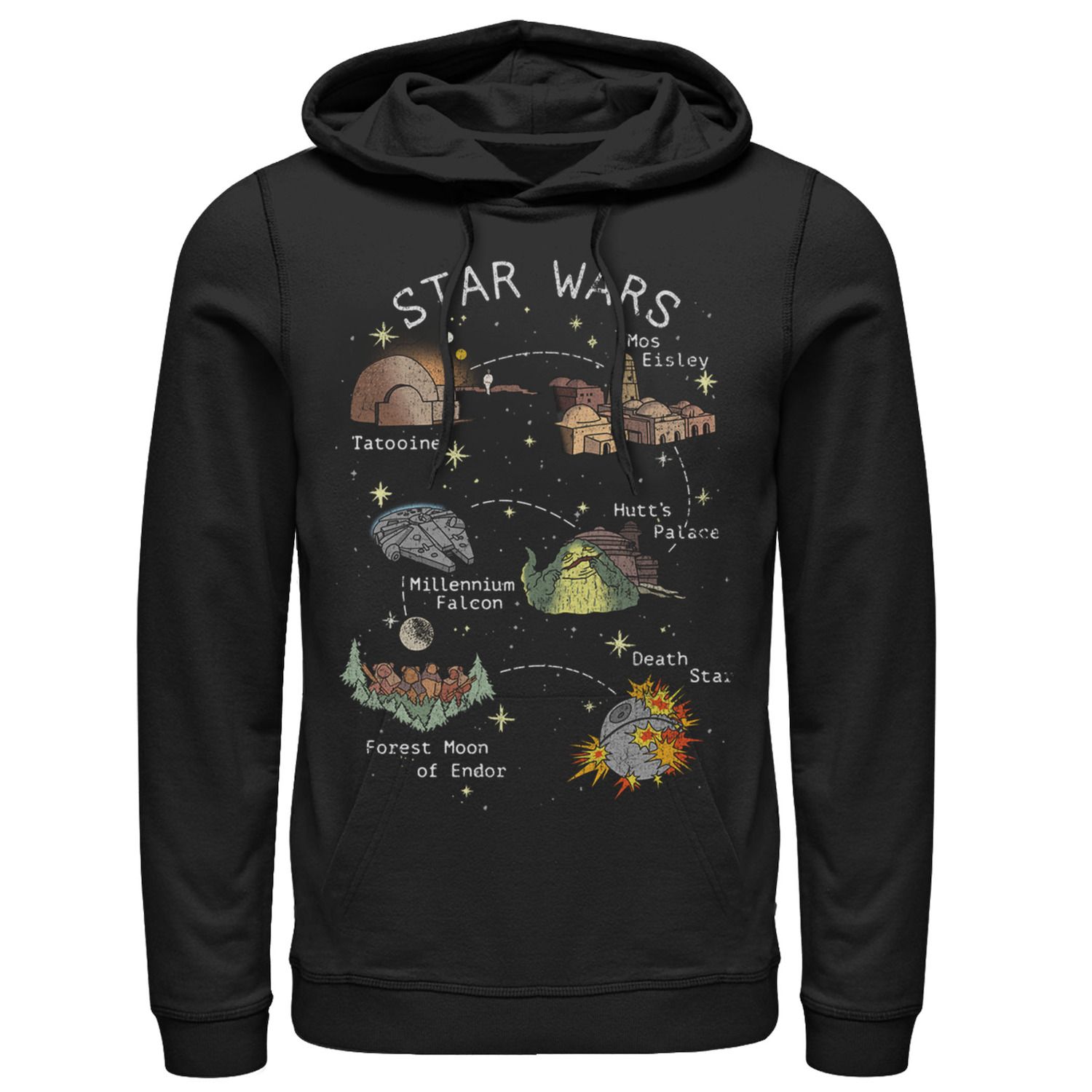 Мужской пуловер с капюшоном и рисунком Story Map Star Wars