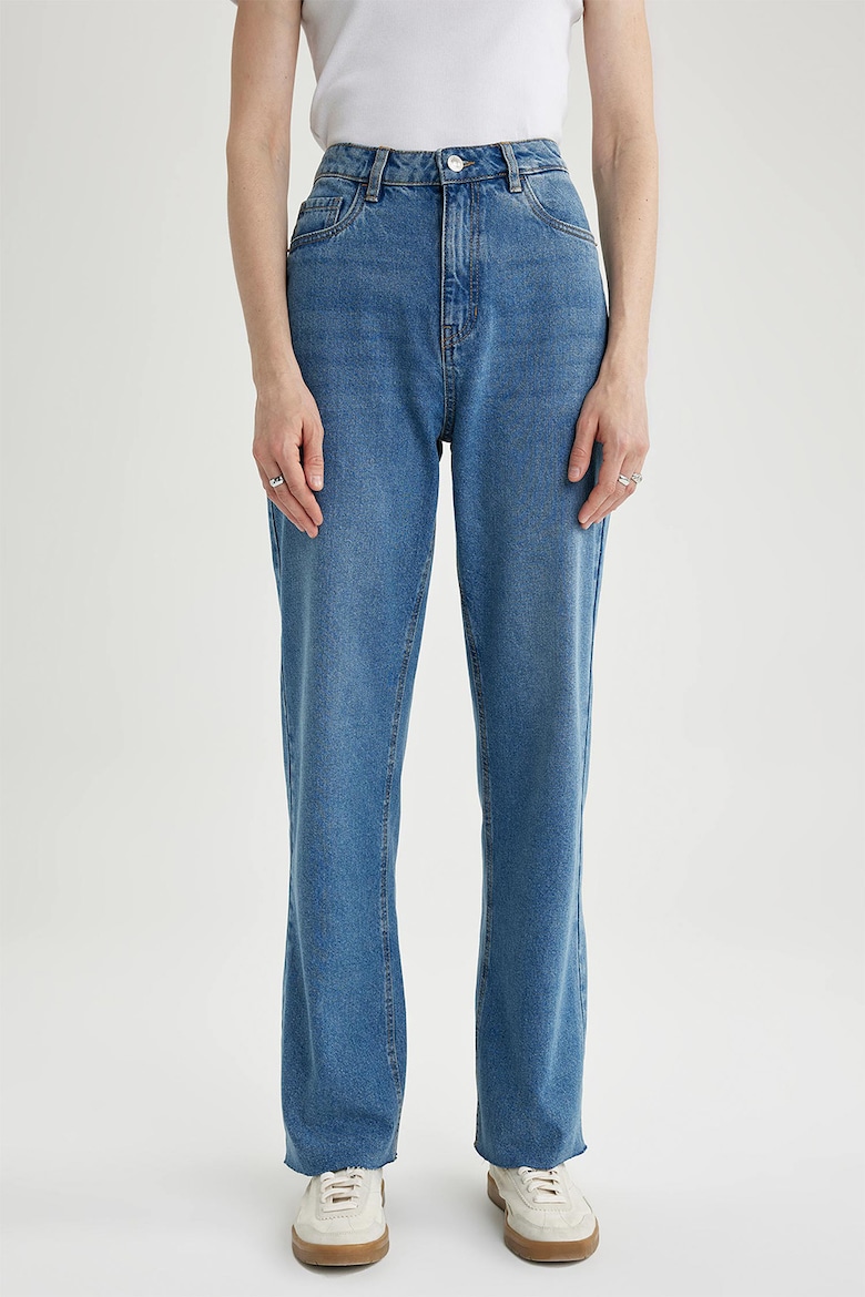 Джинсы с высокой талией Defacto, синий короткие джинсы с высокой талией defacto белый