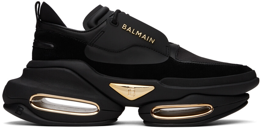 

Черные кроссовки B-Bold из кожи и замши Balmain
