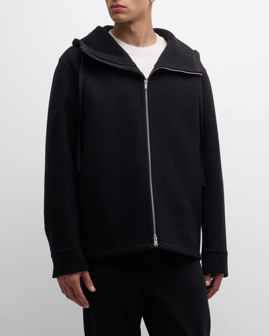 

Мужская шерстяная толстовка с капюшоном на молнии Jil Sander, Черный
