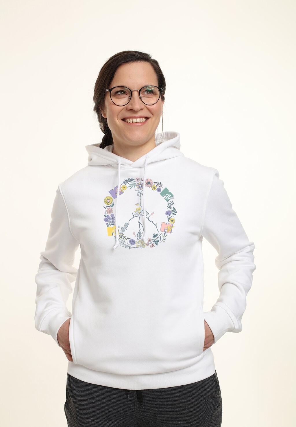 

Толстовка с капюшоном PEACE MTV FLORAL Henry Tiger, белый