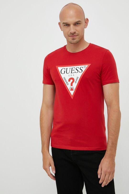 

Хлопковая футболка Guess, красный