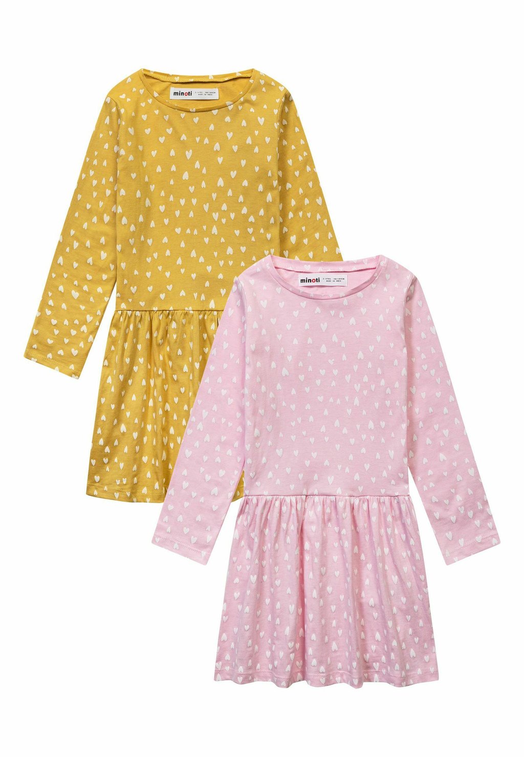 Платье из джерси Two Pack Of Long Sleeve MINOTI, цвет mustard yellow pink