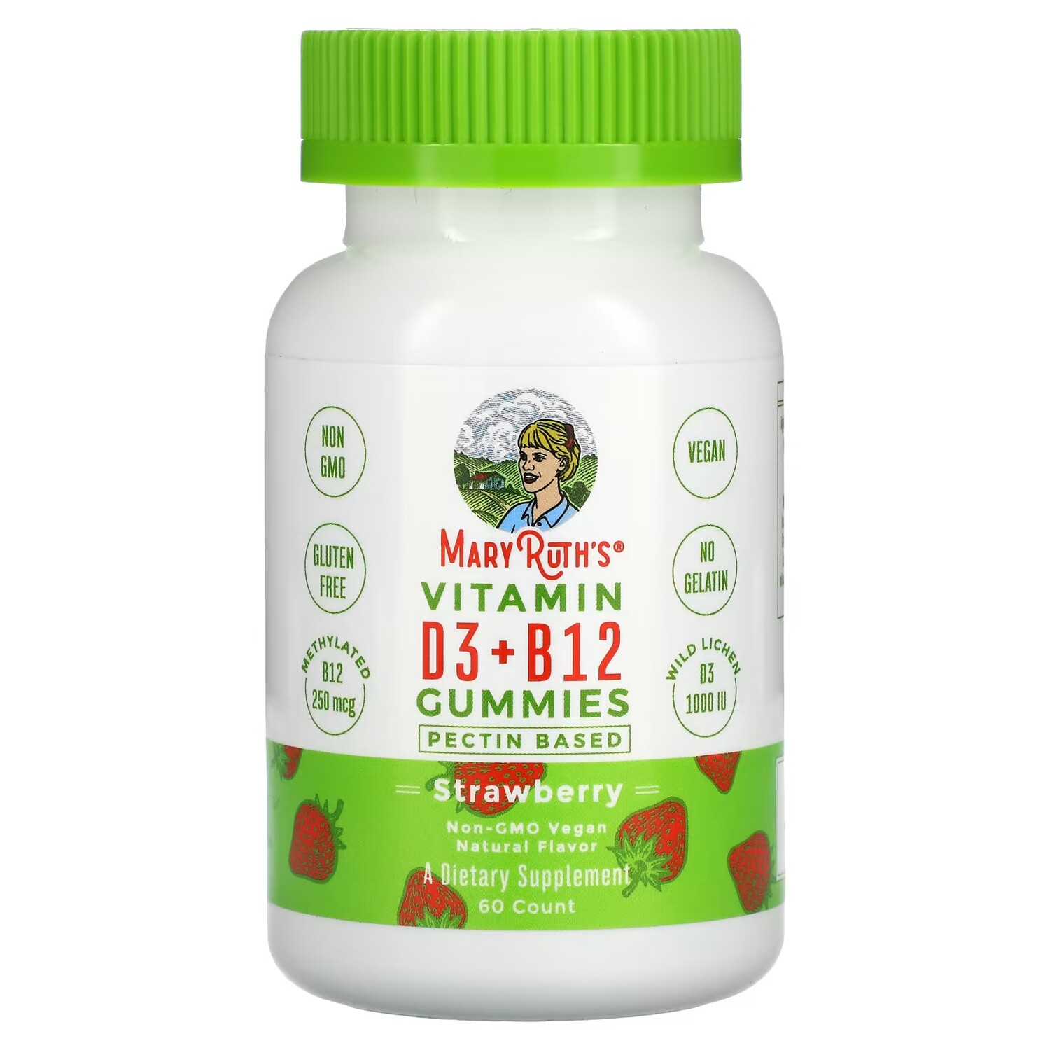 

Пищевая добавка MaryRuth's с витамином D3 + B12, 60 штук