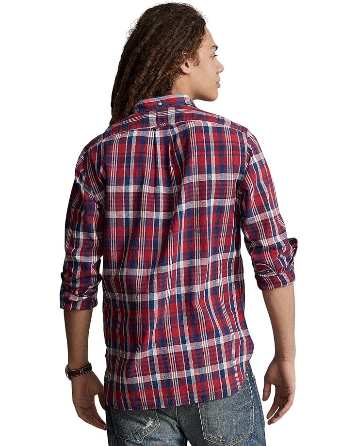 

Рубашка Polo Ralph Lauren Classic Fit Madras Popover Shirt, цвет Venetian Red/Indigo