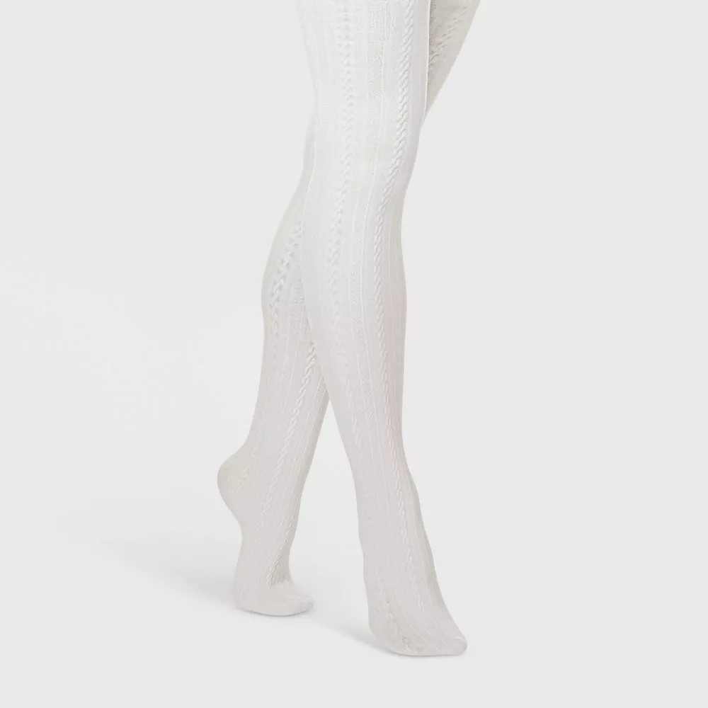 

Женские колготки с флисовой подкладкой и узором «Косы» — A New Day, цвет Ivory