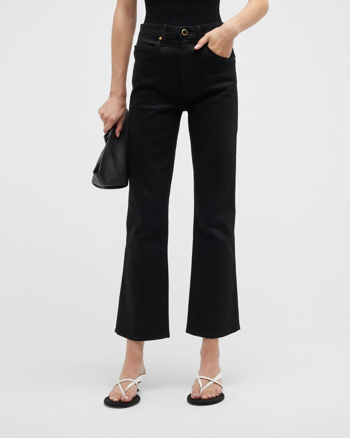 

Укороченные джинсы Vivian приталенного кроя Khaite, цвет Black Rinse