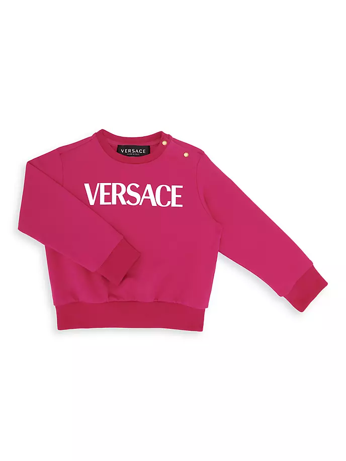 

Свитер с круглым вырезом и логотипом для маленьких девочек Versace, фуксия