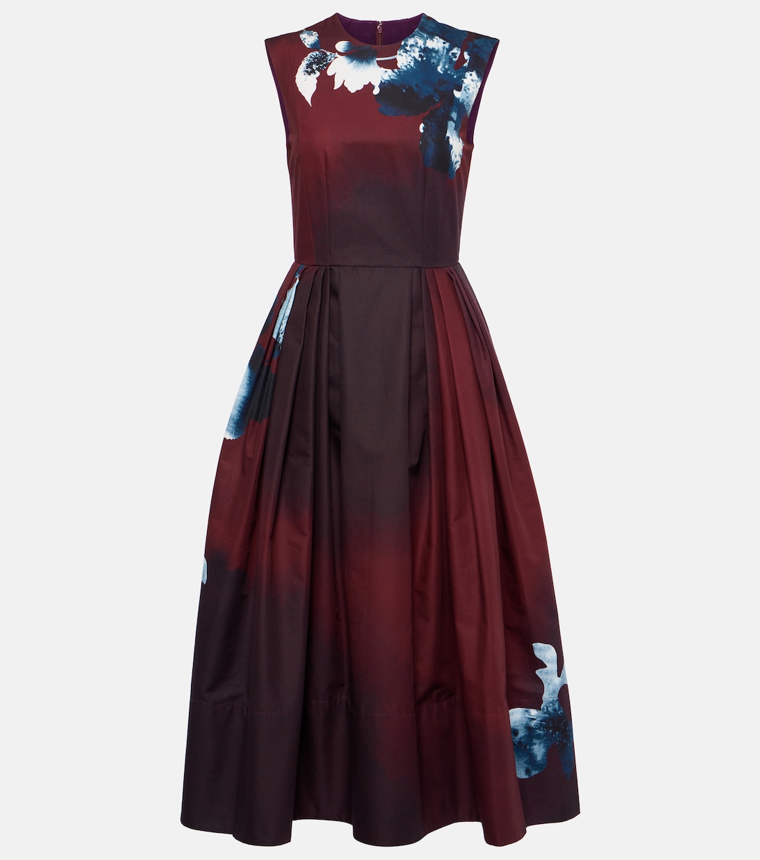 Платье миди из хлопка фай с цветочным принтом Erdem, красный платье миди с цветочным принтом erdem синий