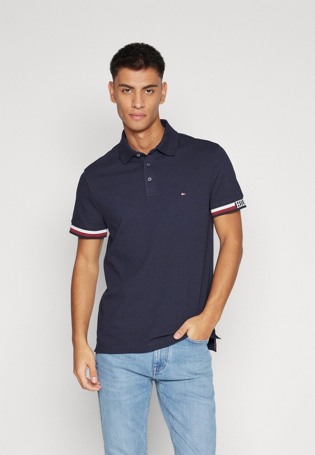 

Рубашка-поло Monotype Flag Cuff Slim Fit Tommy Hilfiger, цвет desert sky