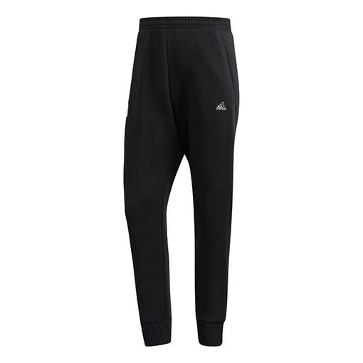 Спортивные штаны adidas Wj Pt Kn Swt logo Casual Loose Bundle Feet Sports Pants Black, черный