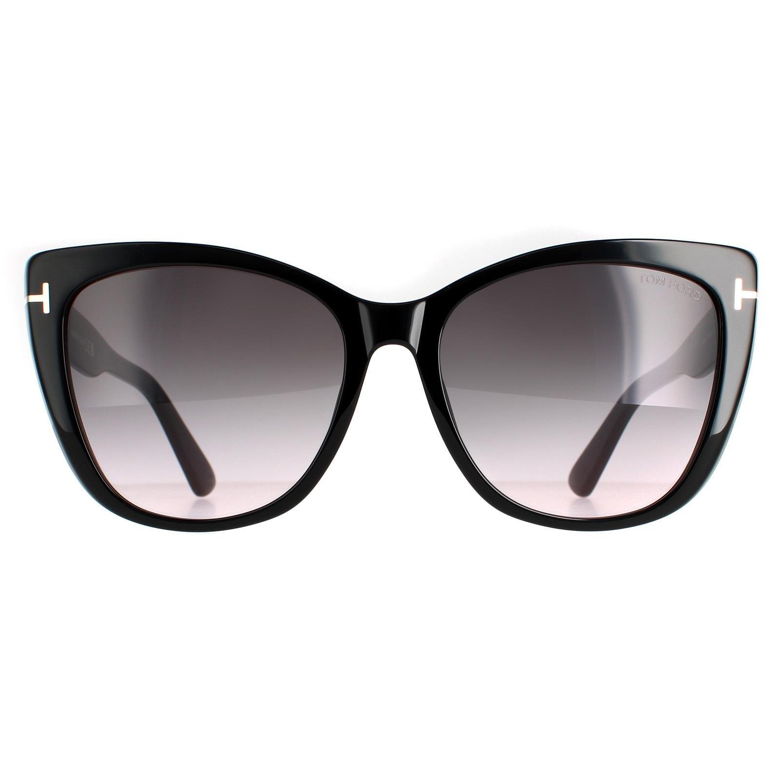 цена Блестящие черные дымчатые солнцезащитные очки Cat Eye с градиентом FT0937 Nora Tom Ford, черный