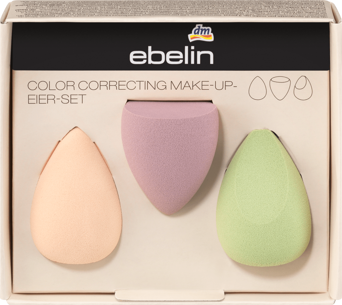 Яйца макияжные корректирующие цвет 3 шт 3 шт ebelin
