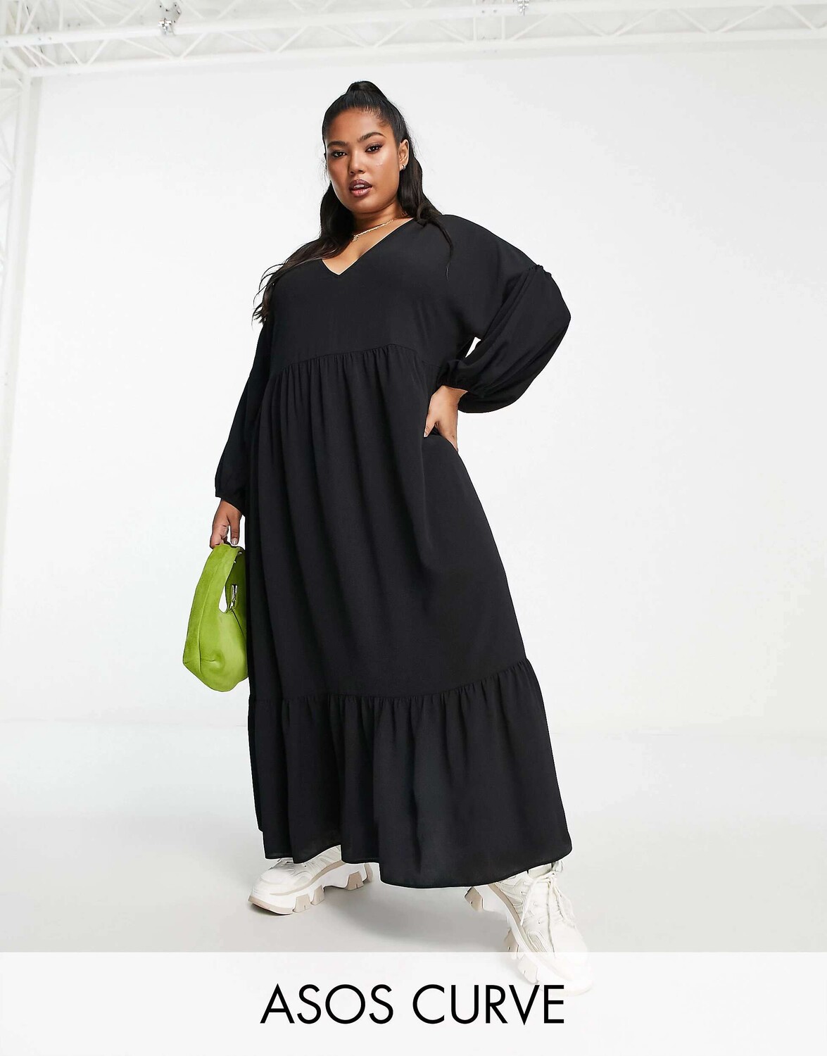 

Черное свободное платье ASOS DESIGN Curve Chuck on