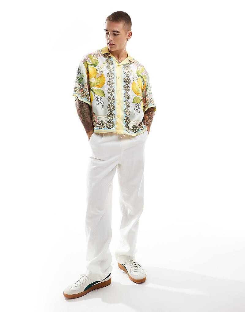 

ASOS DESIGN – яркая атласная рубашка свободного кроя с цитрусовым узором
