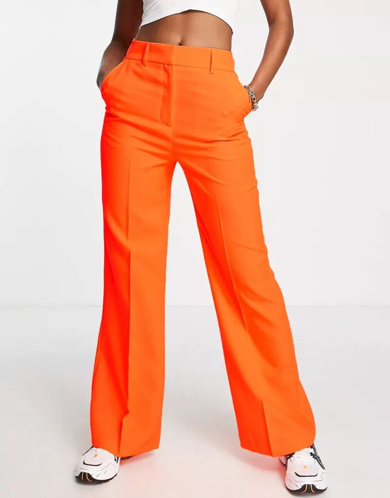 Оранжевые свободные широкие расклешенные брюки ASOS