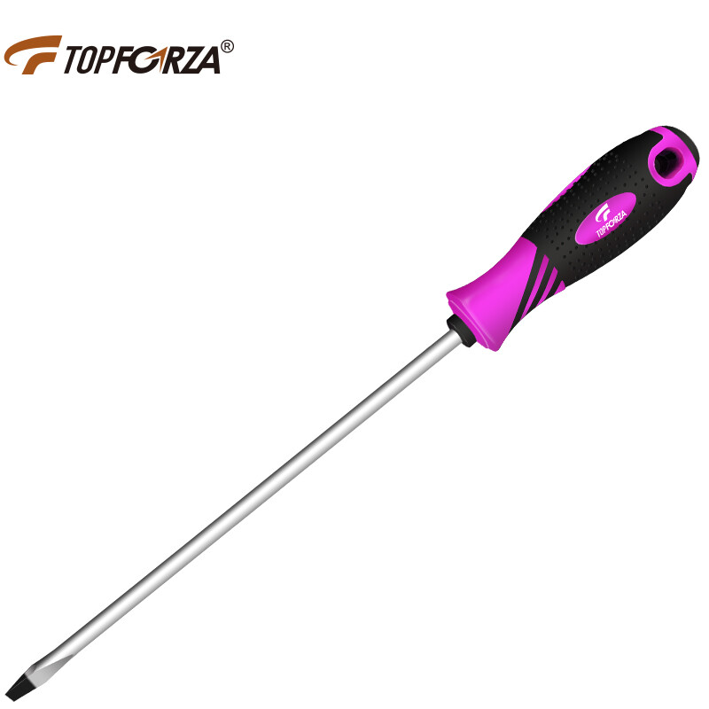 TOPFORZA 2SD-06200S6 Отвертка S2 из легированной стали фиолетового и черного цвета, двухцветная противоскользящая отвертка TPR с сильным магнитом - 6,0x200 мм, 8 дюймов