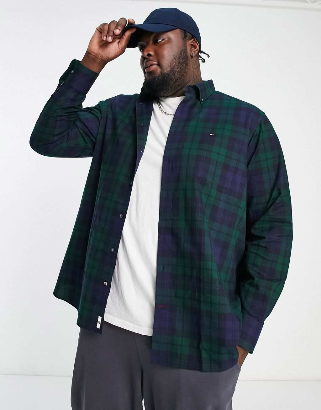 

Зеленая рубашка с длинными рукавами Tommy Hilfiger Big & Tall