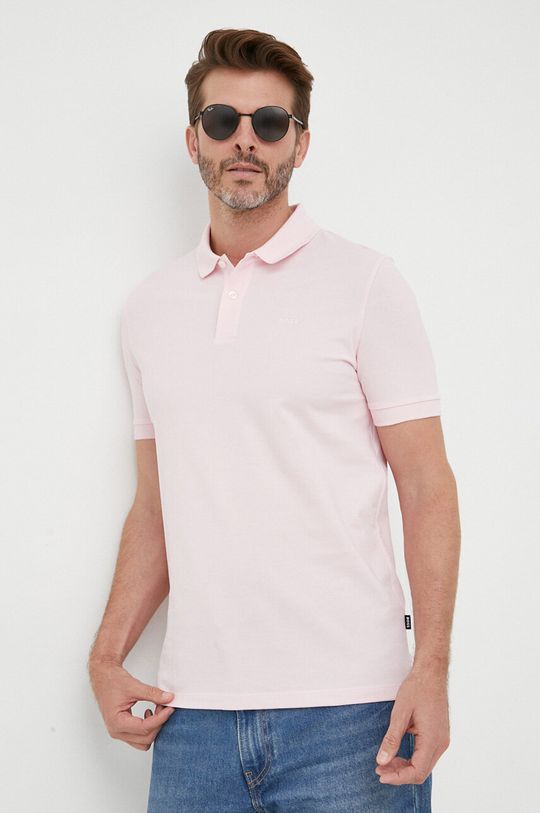 Хлопковая рубашка-поло Boss, розовый хлопковая рубашка поло boss green розовый