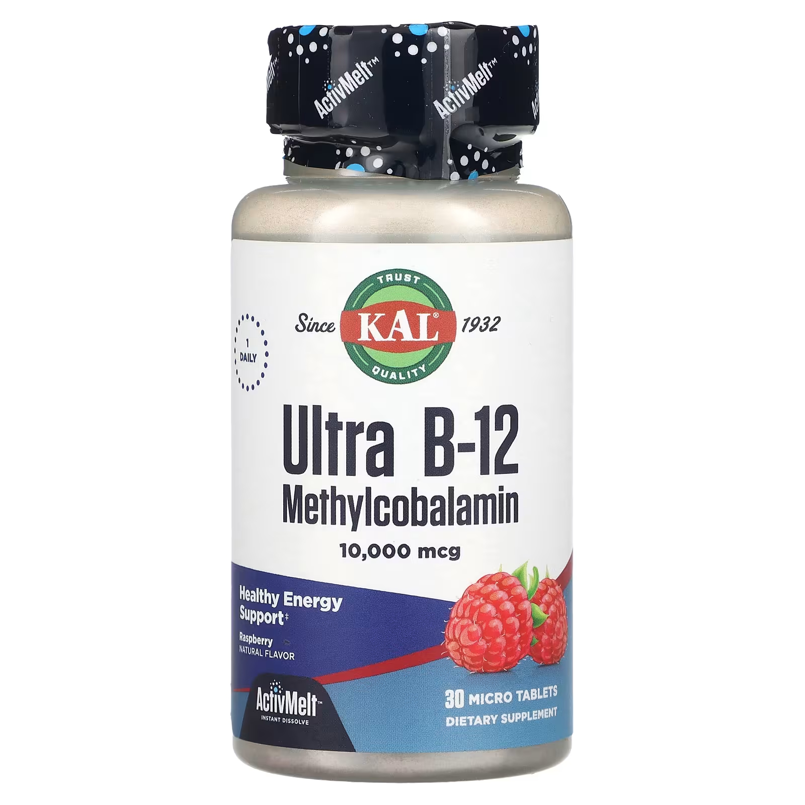Метилкобаламин малина Kal Ultra B-12, 30 микротаблеток kal b 6 b 12 фолиевая кислота ягода 60 микротаблеток