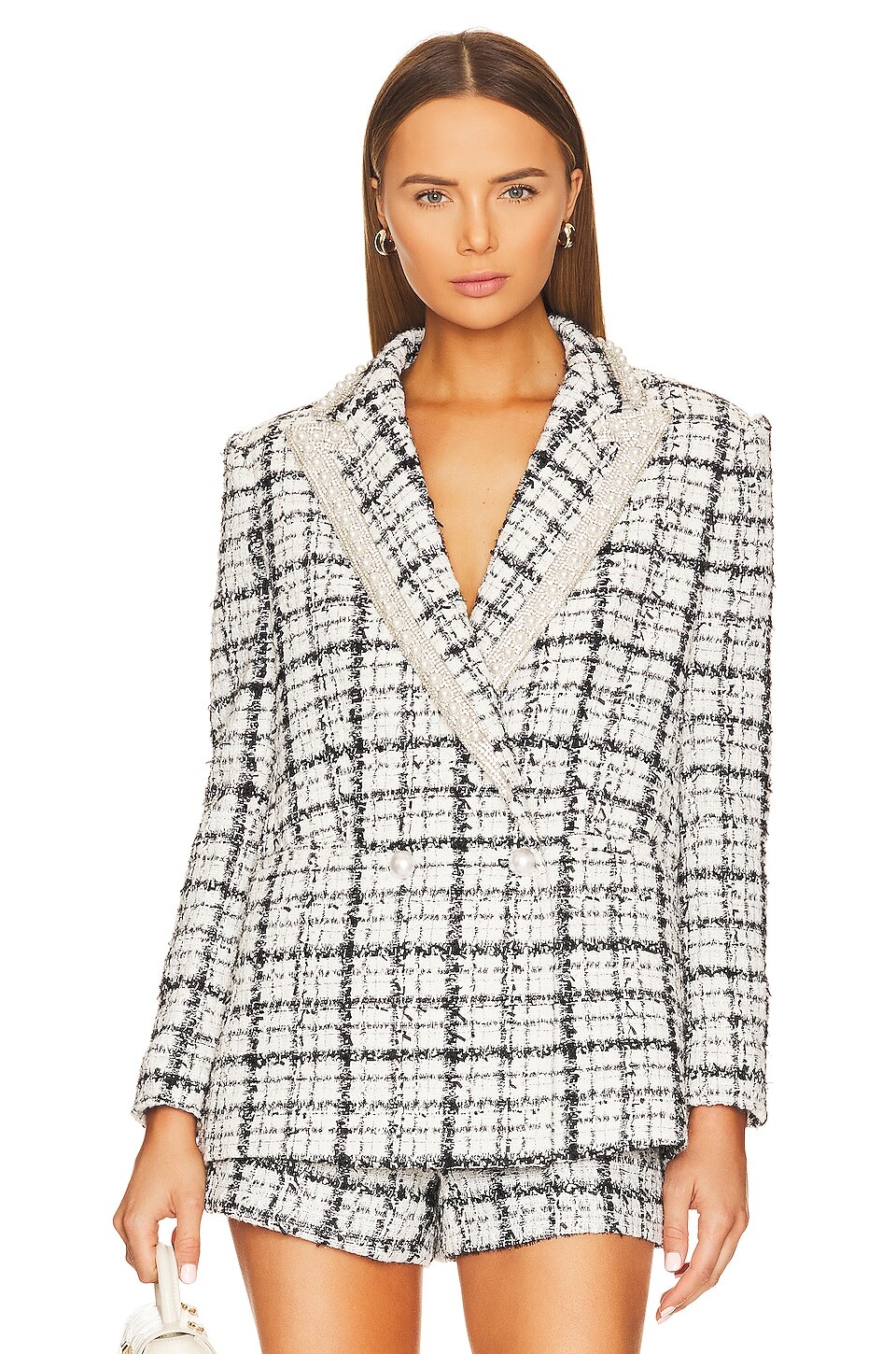 

Пиджак Alice + Olivia Justin Double Breasted Long, цвет Black & Off White