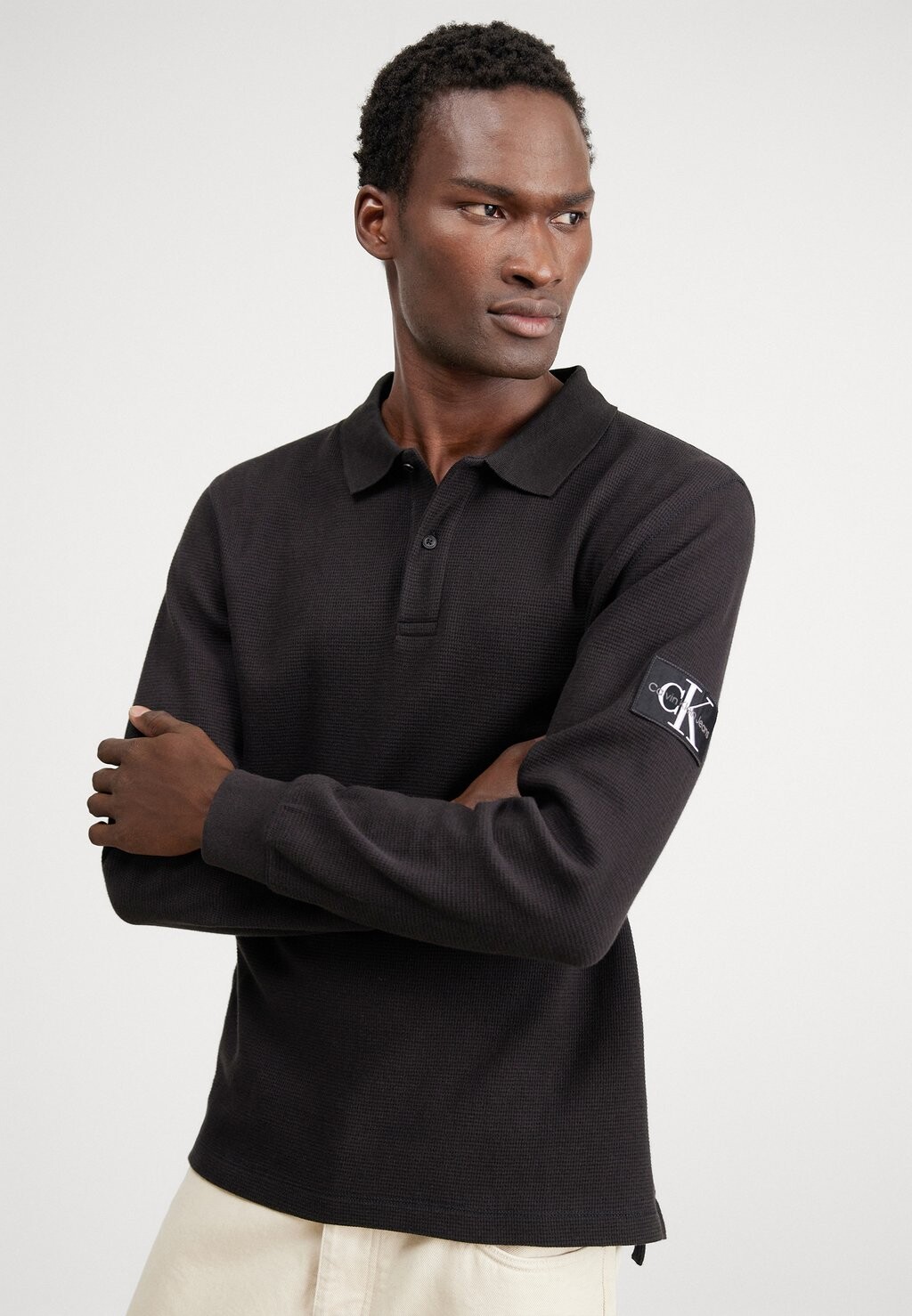 

Футболка с длинными рукавами Waffle Badge Polo Calvin Klein Jeans, черный