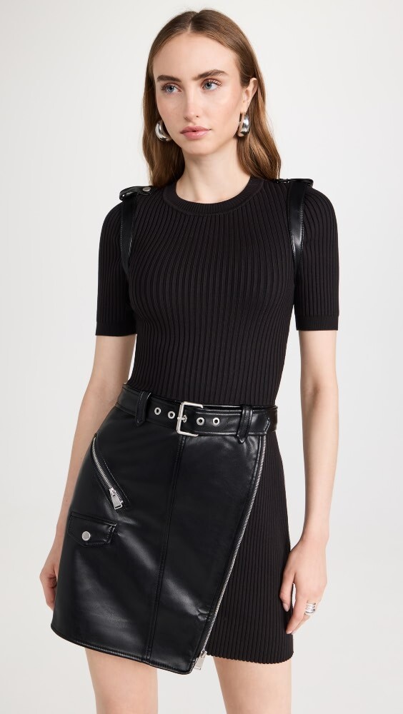 

Платье мини SIMKHAI Anisa Belted Knit Combo, черный