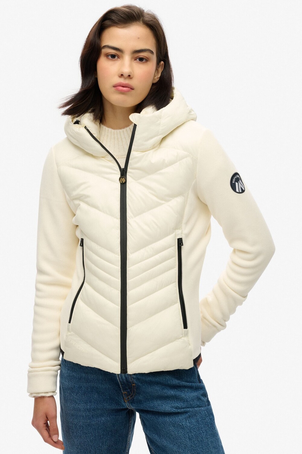 

Флисовая куртка с капюшоном Superdry, белый