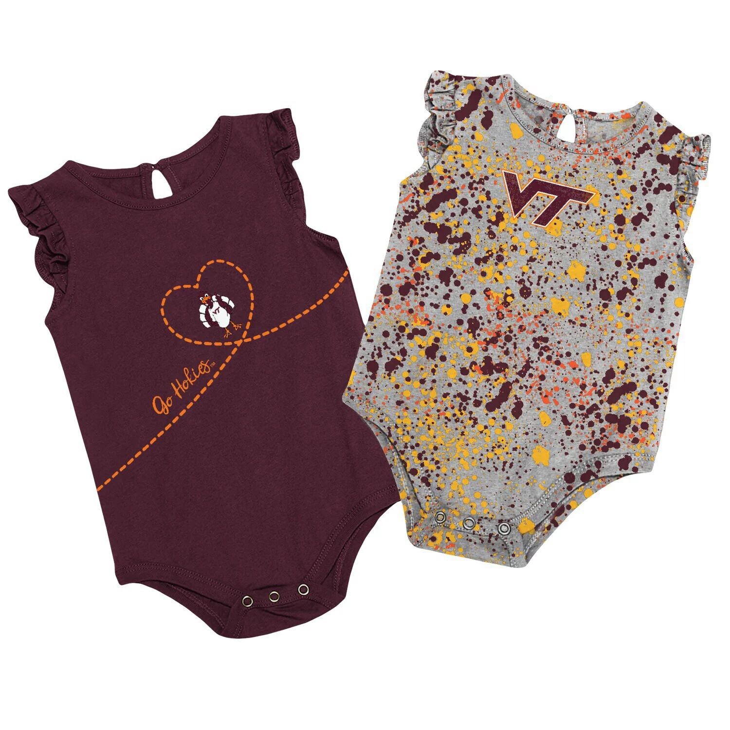 

Комплект боди из двух комплектов боди для девочек-младенцев Colosseum Maroon/Gray Virginia Tech Hokies Sweet Pea Colosseum