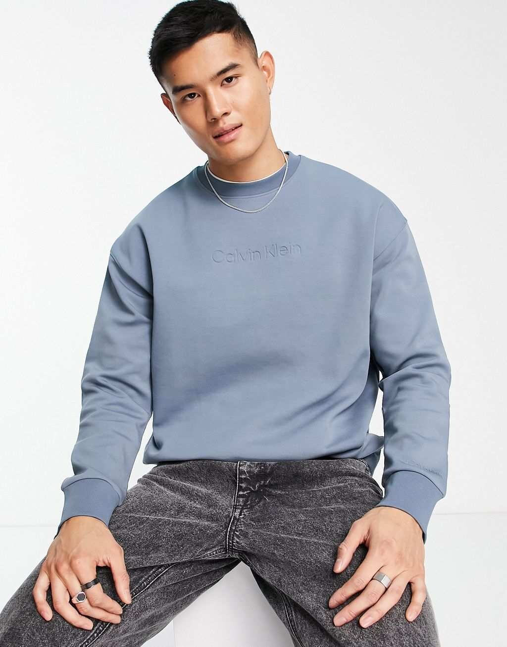 

Серая комфортная толстовка с логотипом Calvin Klein, Серый