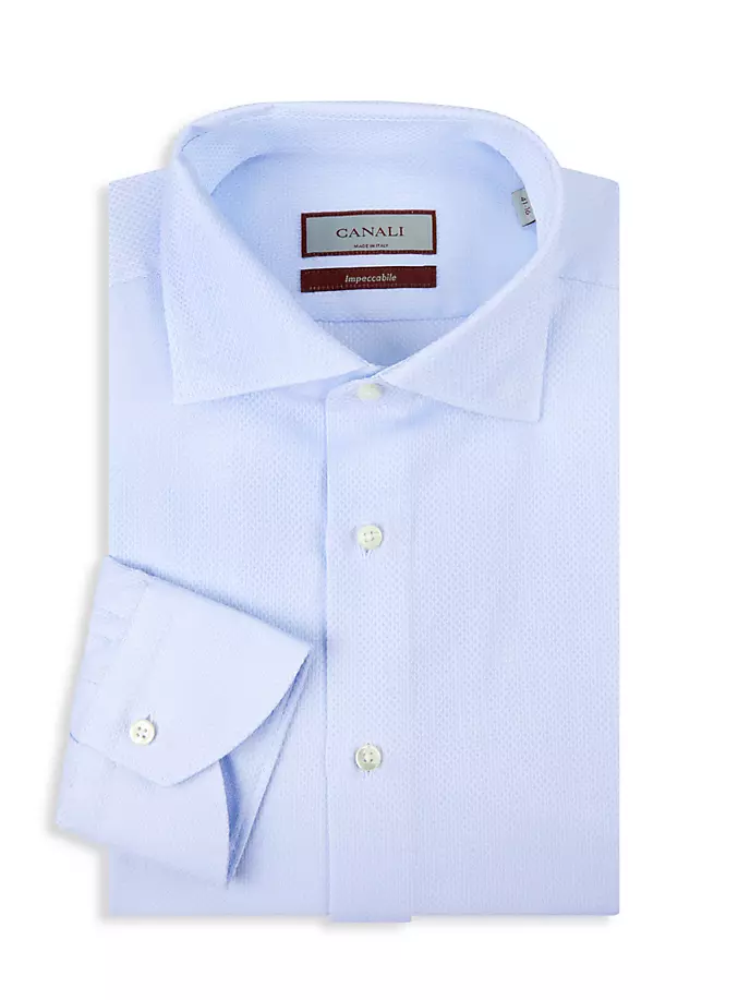 Фактурная классическая рубашка современного кроя Canali, синий
