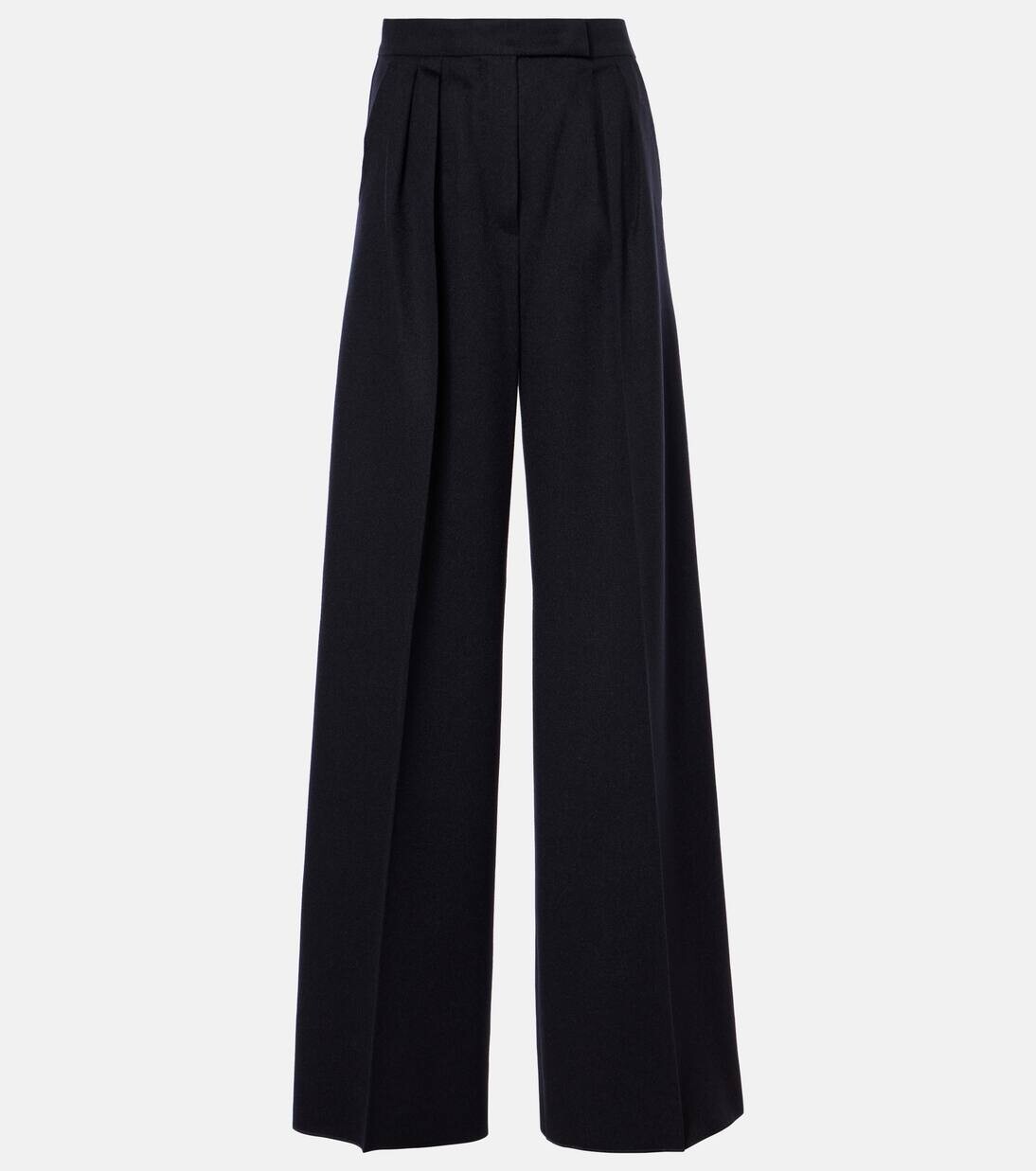 

Широкие шерстяные брюки Fagus с высокой посадкой Max Mara, цвет blu marino