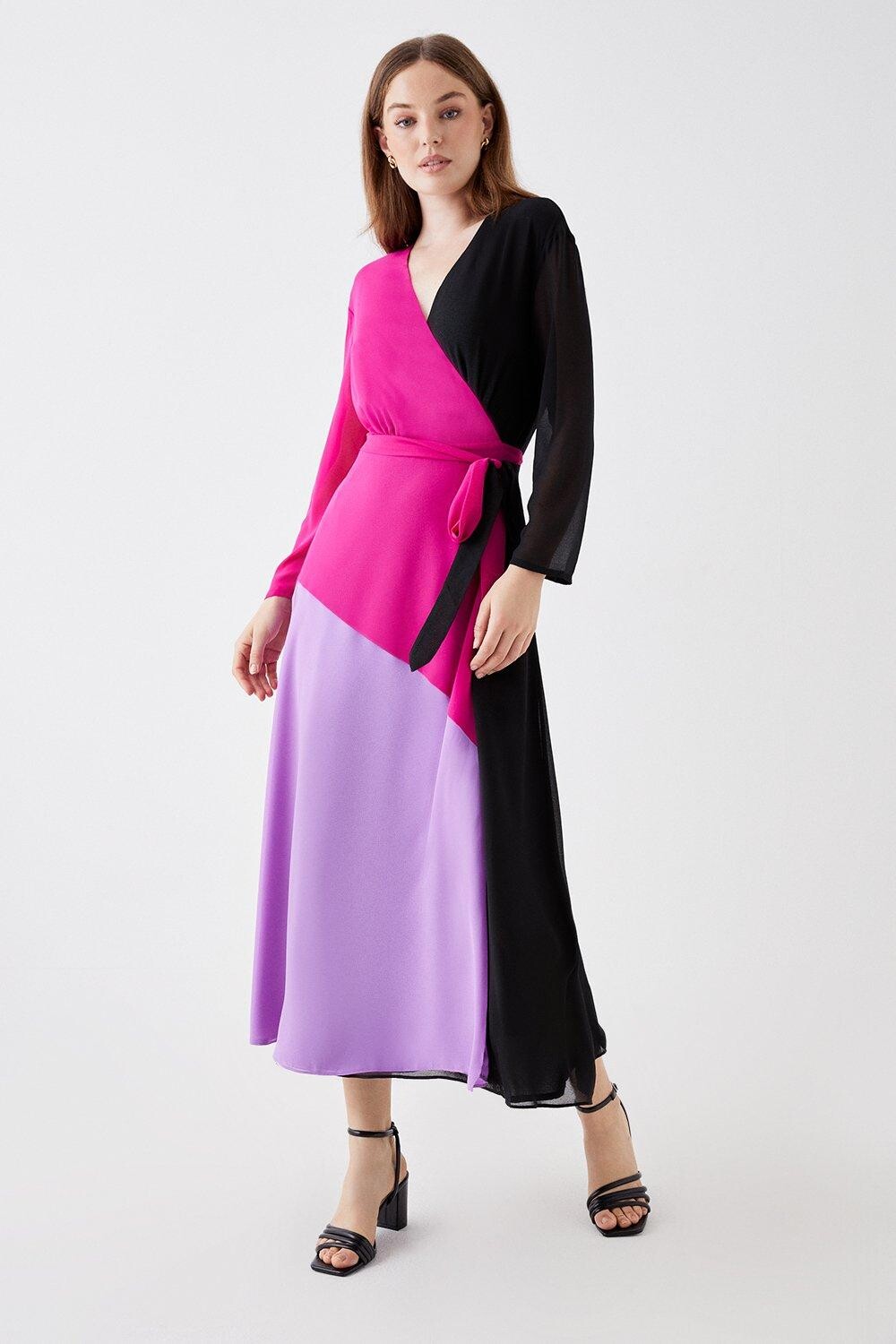 

Платье с запахом и цветными блоками Debut London Debenhams, мультиколор