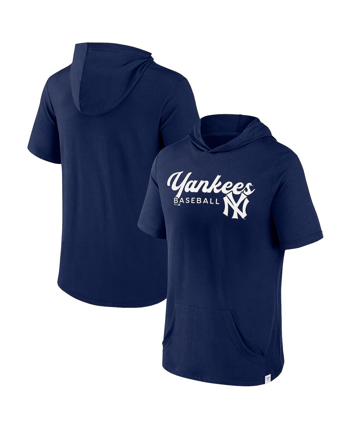 Мужской фирменный темно-синий пуловер с капюшоном New York Yankees Offensive Strategy с короткими рукавами Fanatics