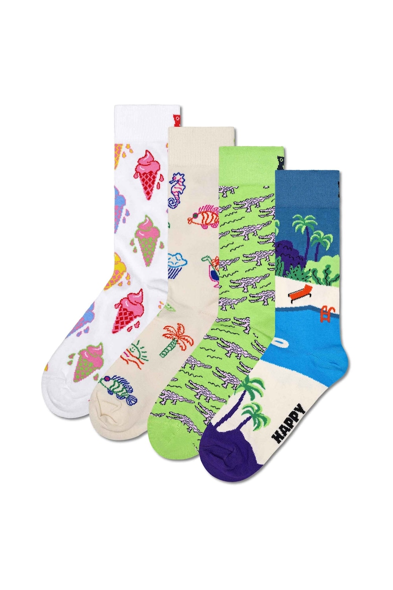 Носки с принтом - 4 пары Happy Socks, зеленый