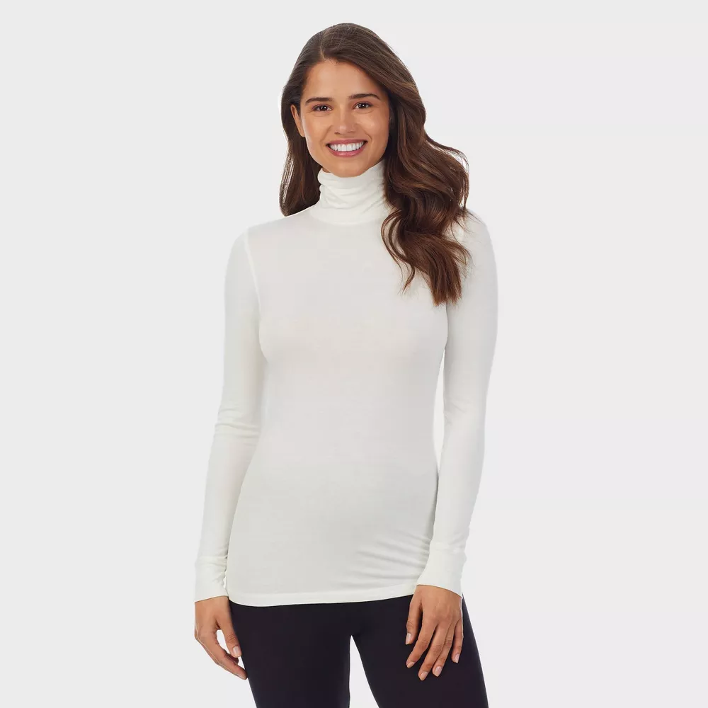 

Теплый женский водолазный топ Warm Essentials by Cuddl Duds из гладкой эластичной ткани, цвет Ivory