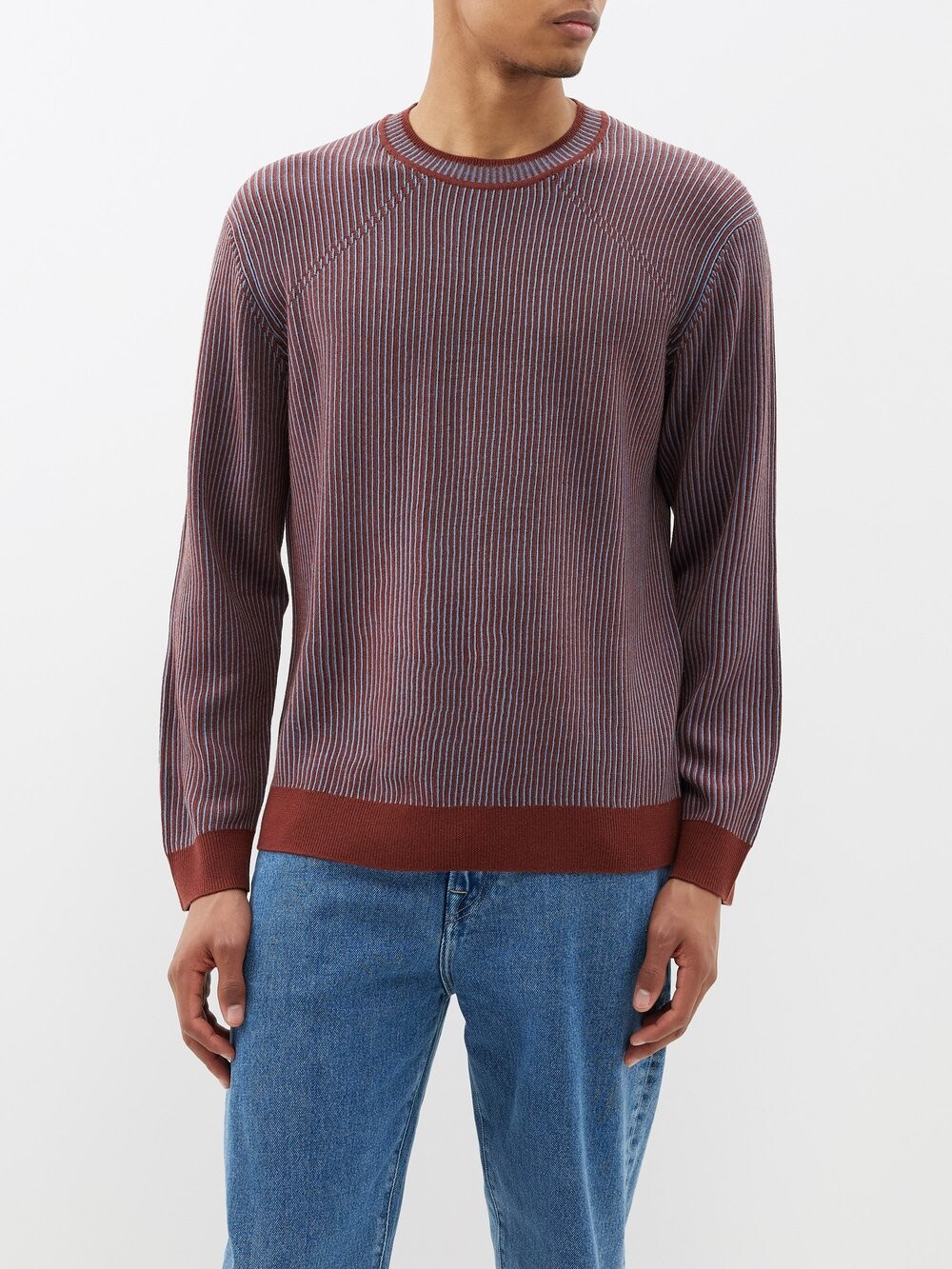 

Двухцветный полосатый свитер из шерсти мериноса Paul Smith, красный